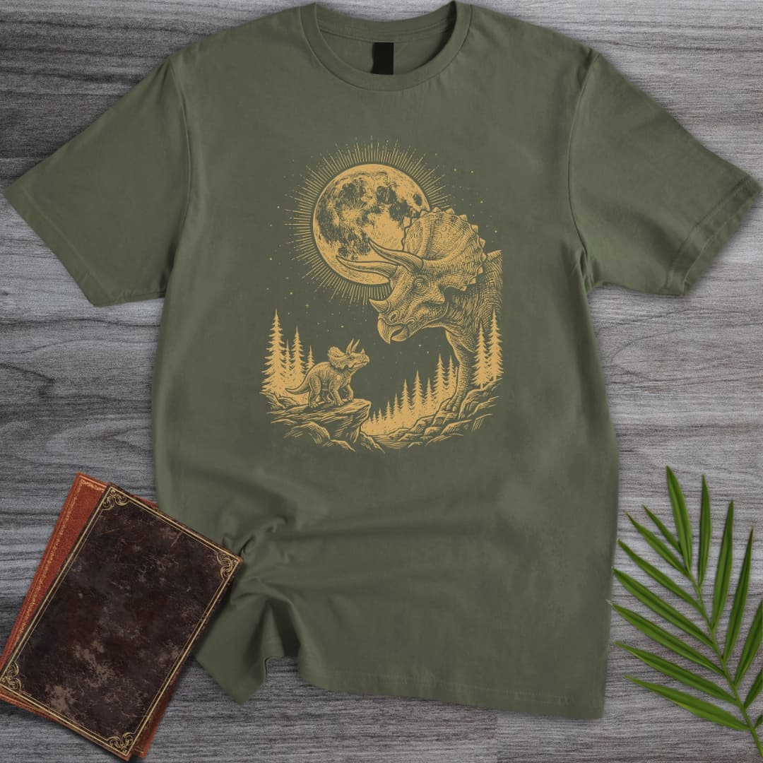 T-Shirt Military Green / S Moonstruck Triceratops T-Shirt