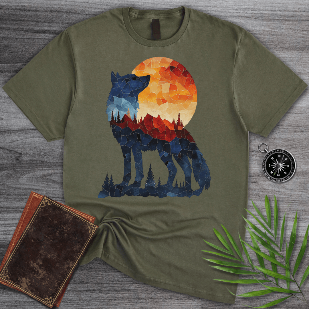 T-Shirt Military Green / S Mosaic Silhouette Dire Wolf T-Shirt