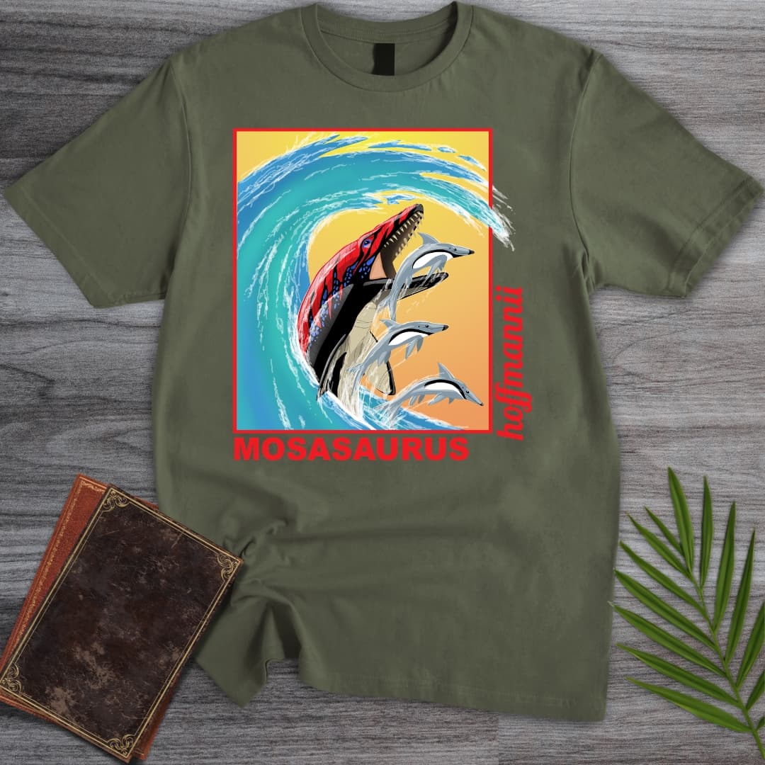 T-Shirt Military Green / S Mosasaurus - Tidal Fury Rising T-Shirt