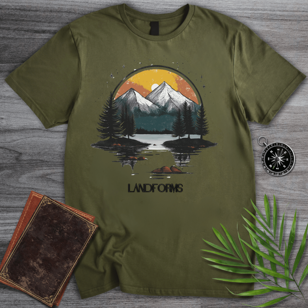 T-Shirt Military Green / S Mountain Landforms & Landscapes T-Shirt