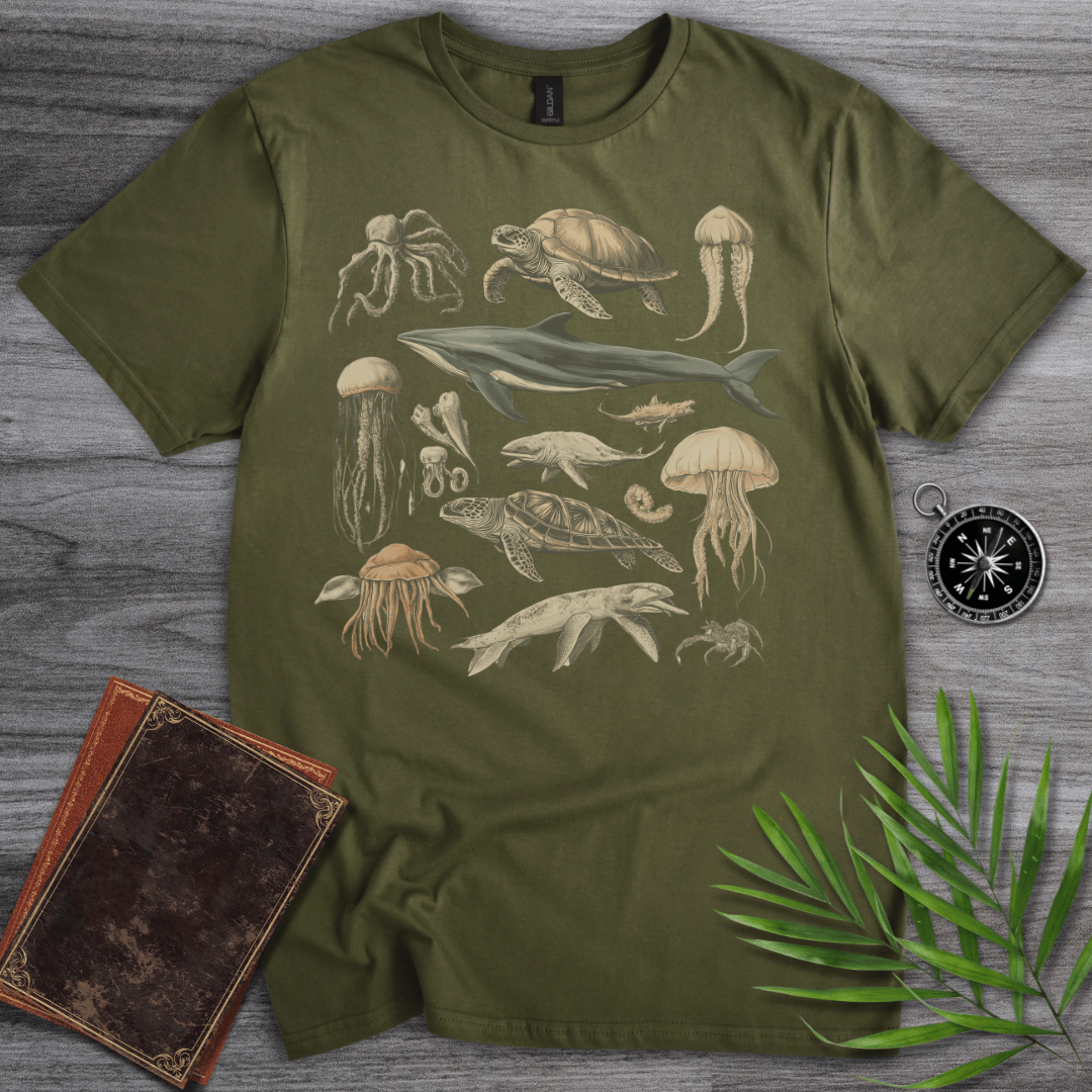 T-Shirt Military Green / S Natural History Creatures of the Ocean T-Shirt