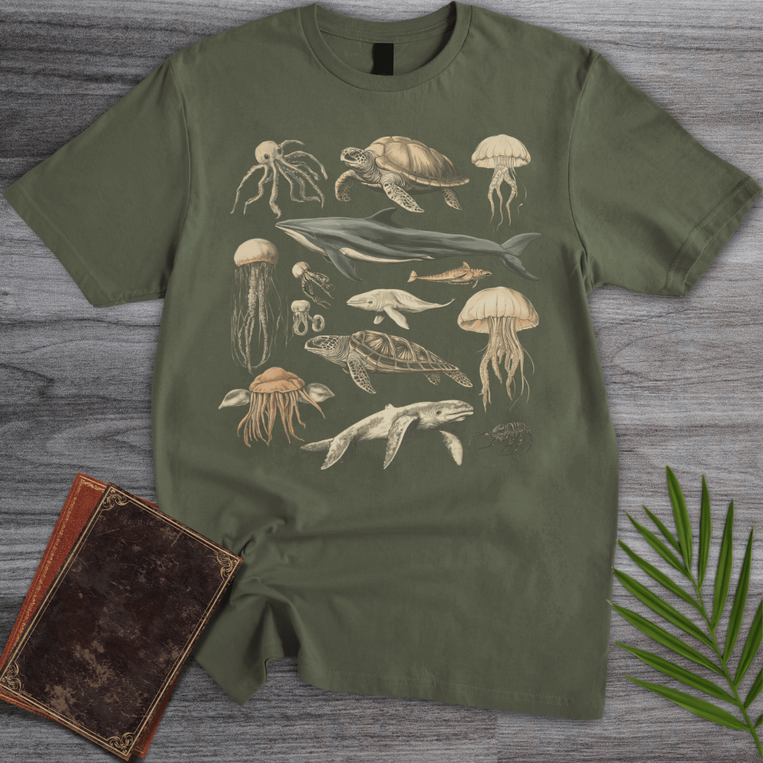 T-Shirt Military Green / S Natural History Creatures of the Ocean T-Shirt