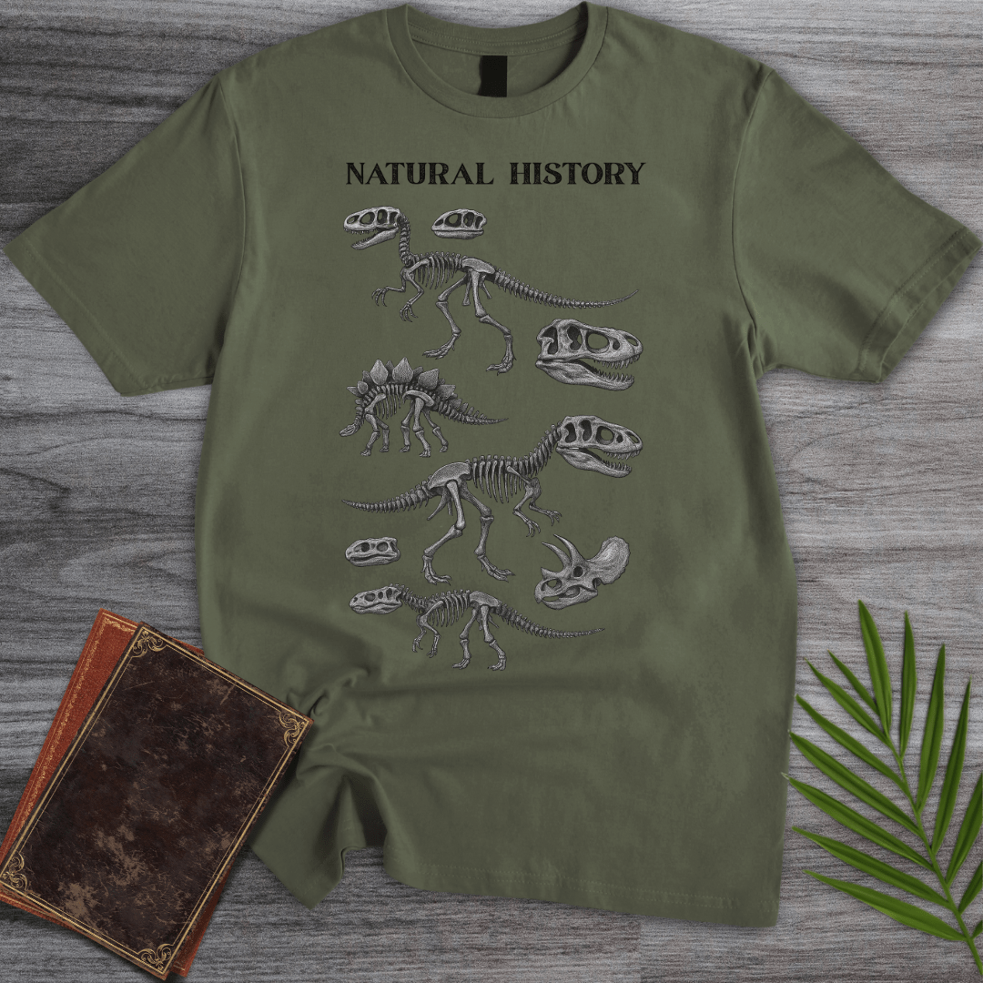 T-Shirt Military Green / S Natural History: Paleontology Fossils T-Shirt