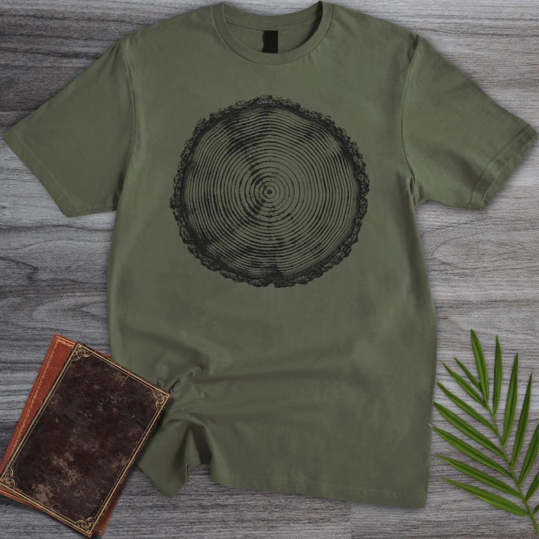 T-Shirt Military Green / S Natural Time Tree Ring T-Shirt