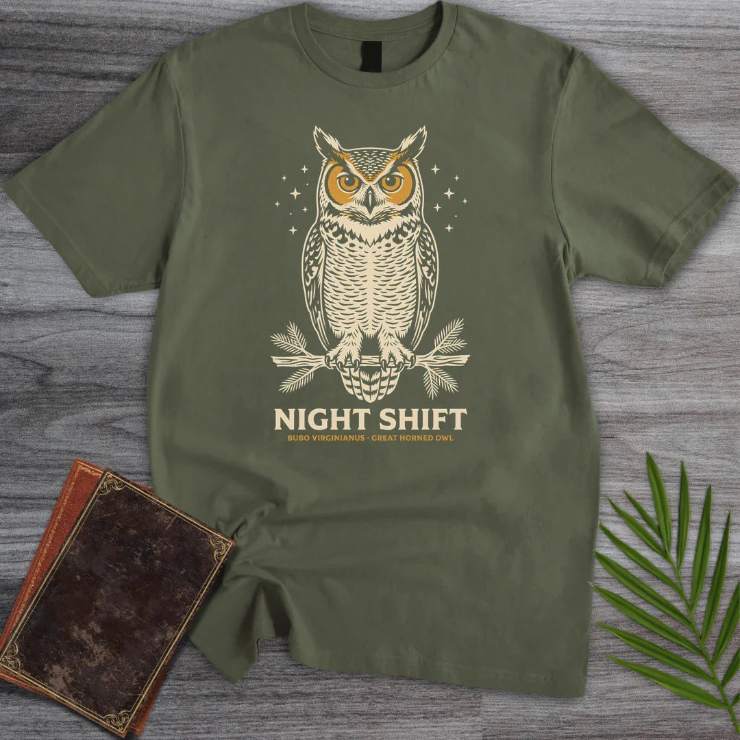 T-Shirt Military Green / S Night Shift Horned Owl T-Shirt