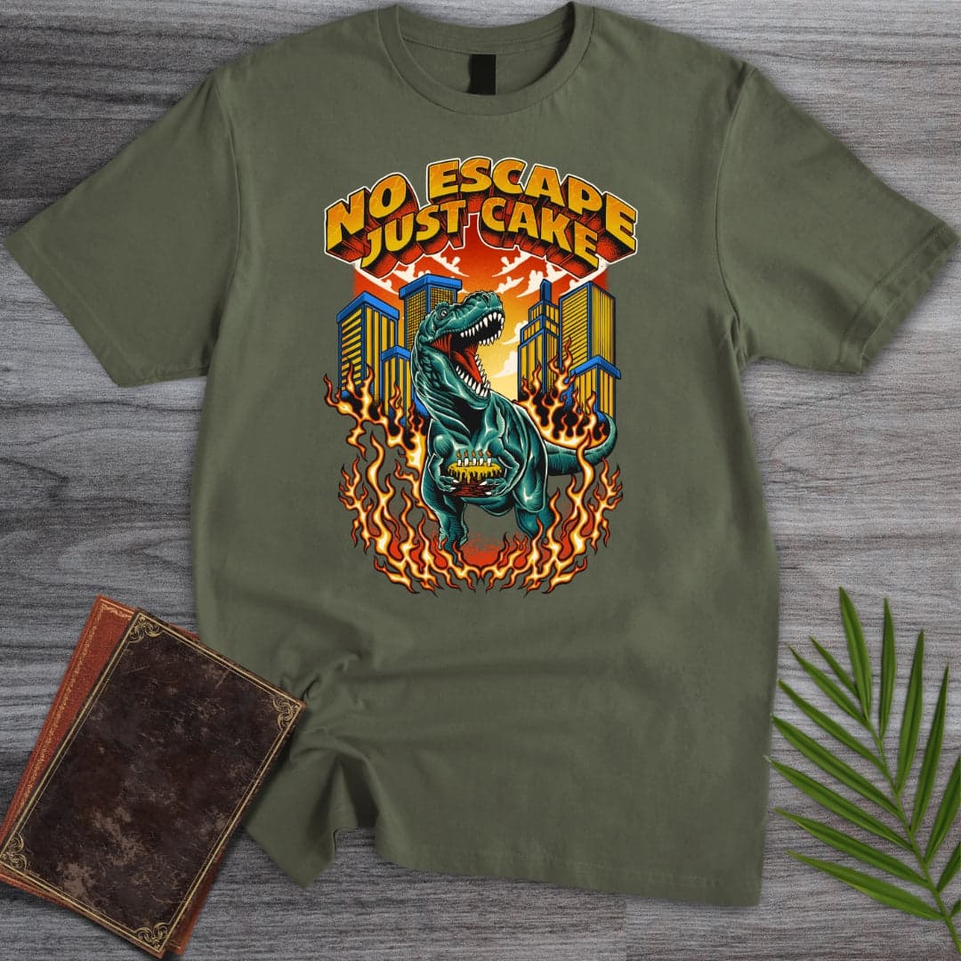T-Shirt Military Green / S No Escape Just Cake T.rex T-Shirt (Akbar Sansa)