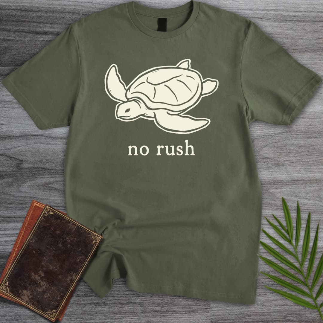 T-Shirt Military Green / S No Rush Sea Turtle T-Shirt