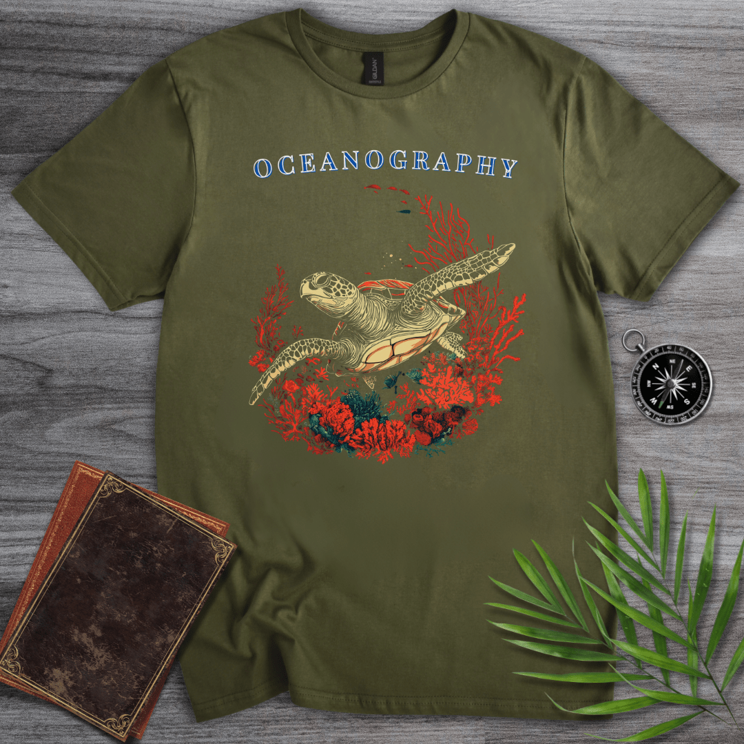 T-Shirt Military Green / S Oceanography Coral Turtle T-Shirt