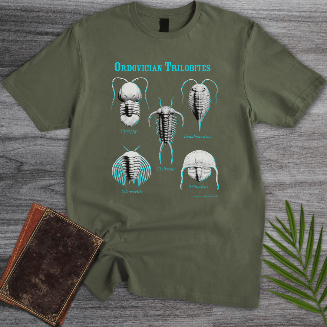 T-Shirt Military Green / S Ordovician Trilobite Genera T-Shirt (ldn_rdnt_art)