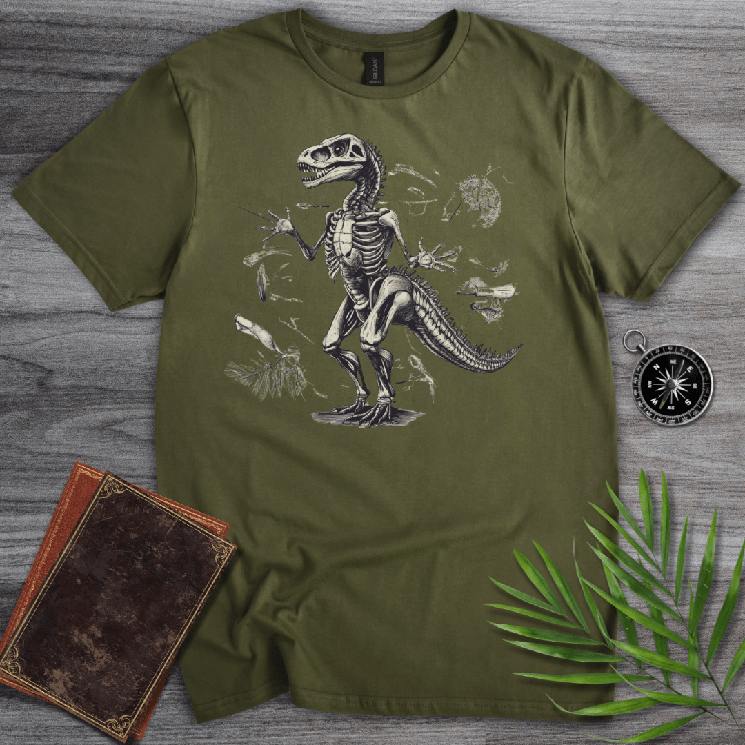 T-Shirt Military Green / S Paleontology Dinosaur Skeleton T-Shirt