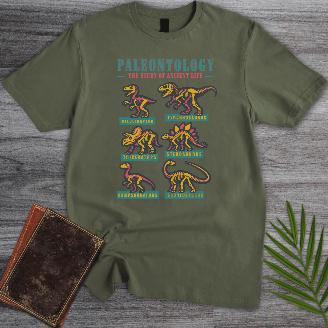 T-Shirt Military Green / S Paleontology Vintage Fossil Names T-Shirt