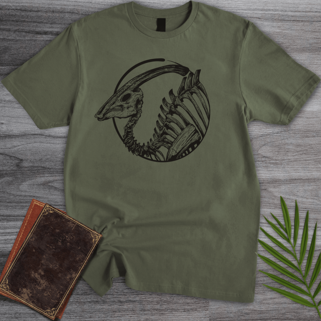 T-Shirt Military Green / S Parasaurolophus Cretaceous Unicorn T-Shirt (farkas.art)