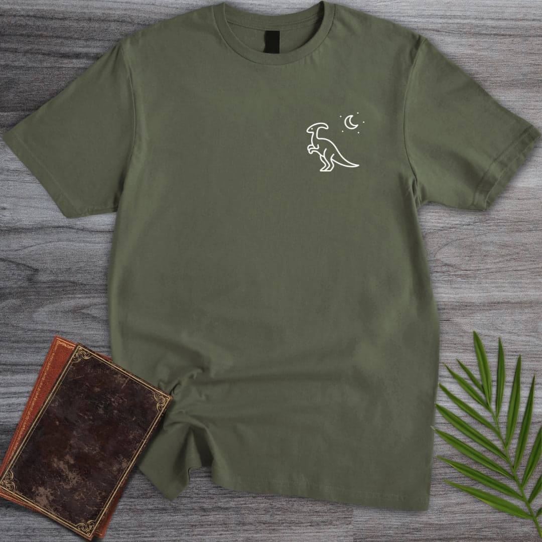 T-Shirt Military Green / S Parasaurolophus & Moon T-Shirt