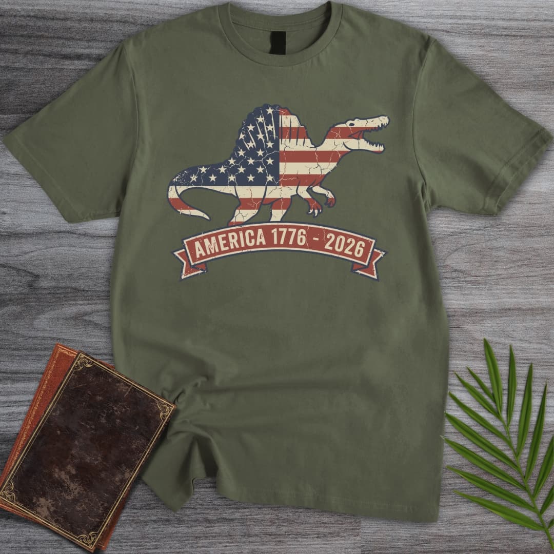 T-Shirt Military Green / S Patriotic Spinosaurus Americas 250th T-Shirt