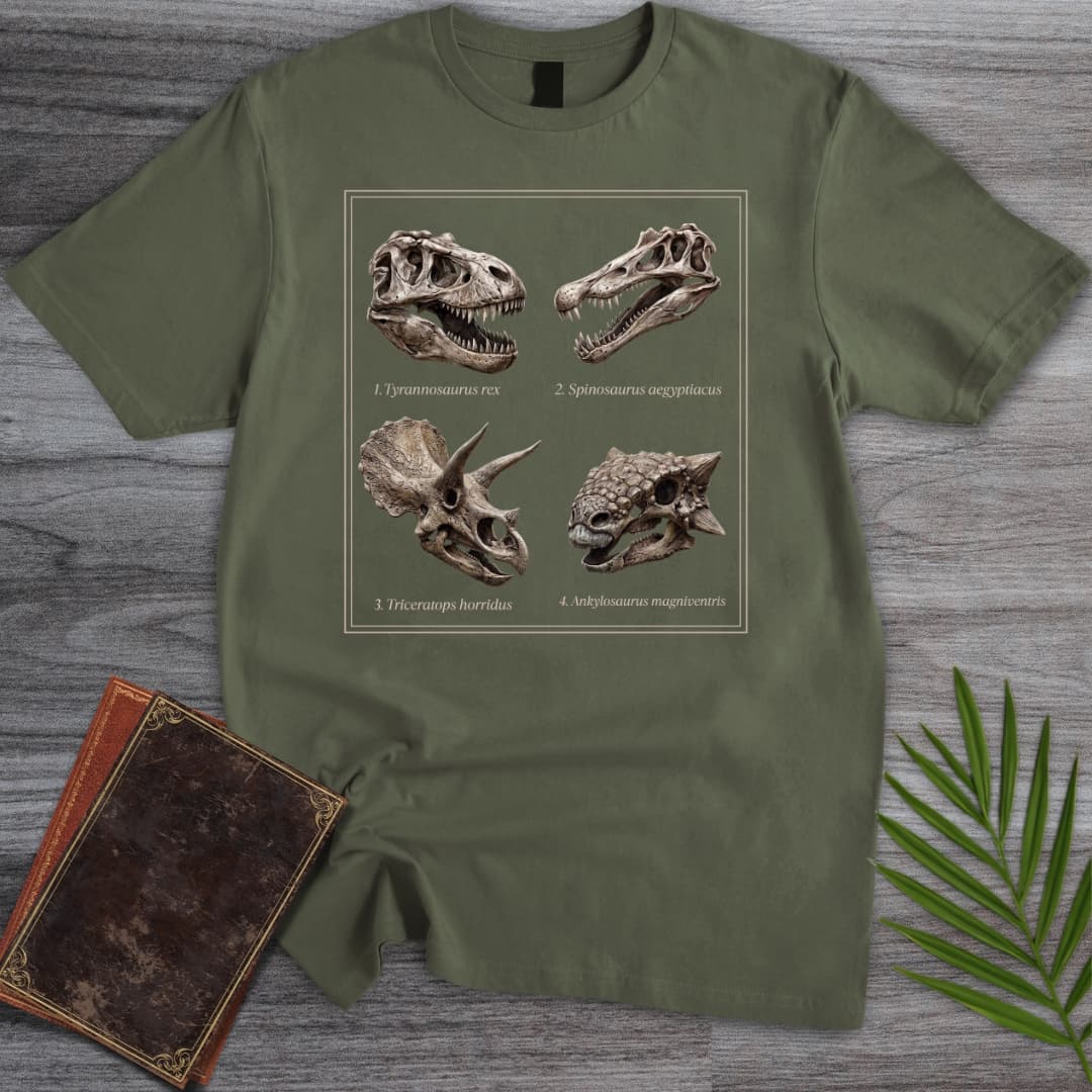 T-Shirt Military Green / S Prehistoric Darwinian Fossil Chart T-Shirt