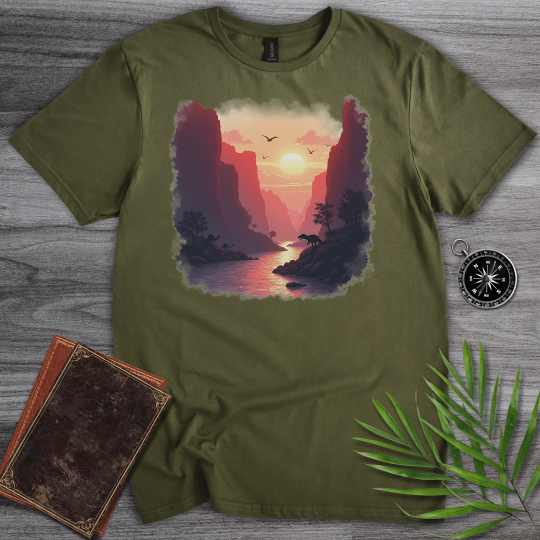 T-Shirt Military Green / S Prehistoric Geologic Valley Graphic T-Shirt