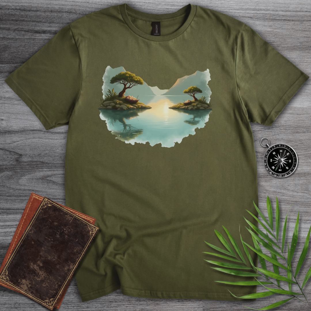 T-Shirt Military Green / S Prehistoric Island & Lake Environment T-Shirt