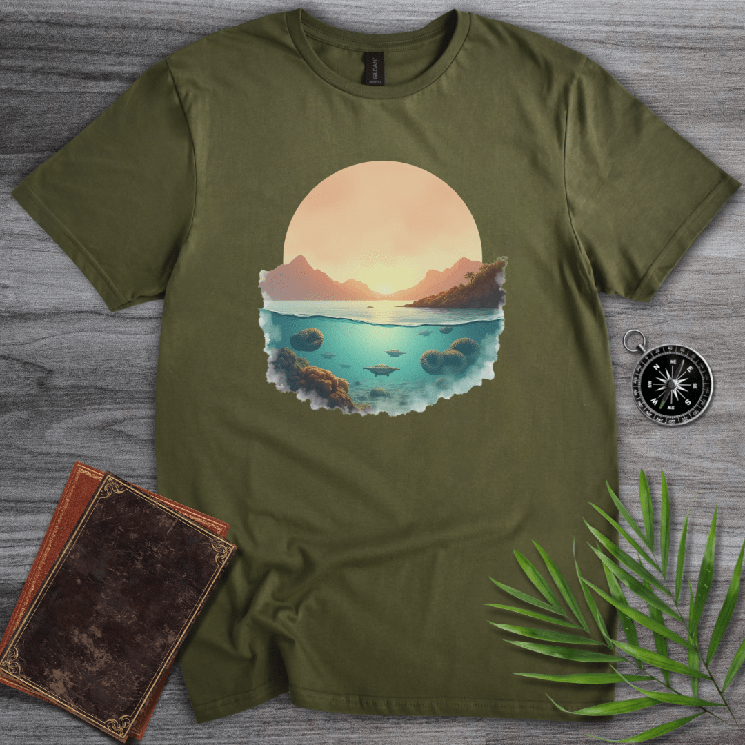 T-Shirt Military Green / S Prehistoric Oceanic Landscape T-Shirt