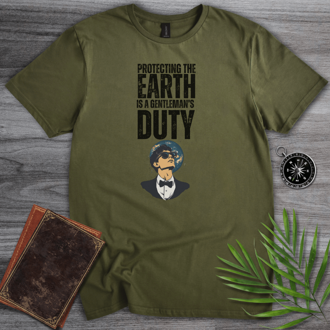 T-Shirt Military Green / S Protecting The Earth Is A Gentleman's Duty! Graphic T-Shirt