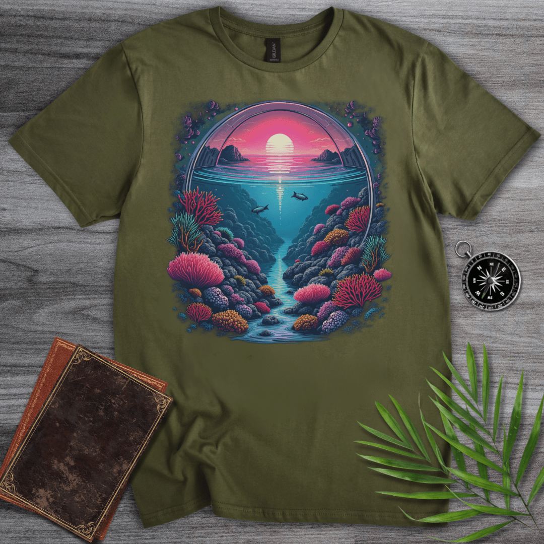 T-Shirt Military Green / S Retro Coral Ocean Environment T-Shirt