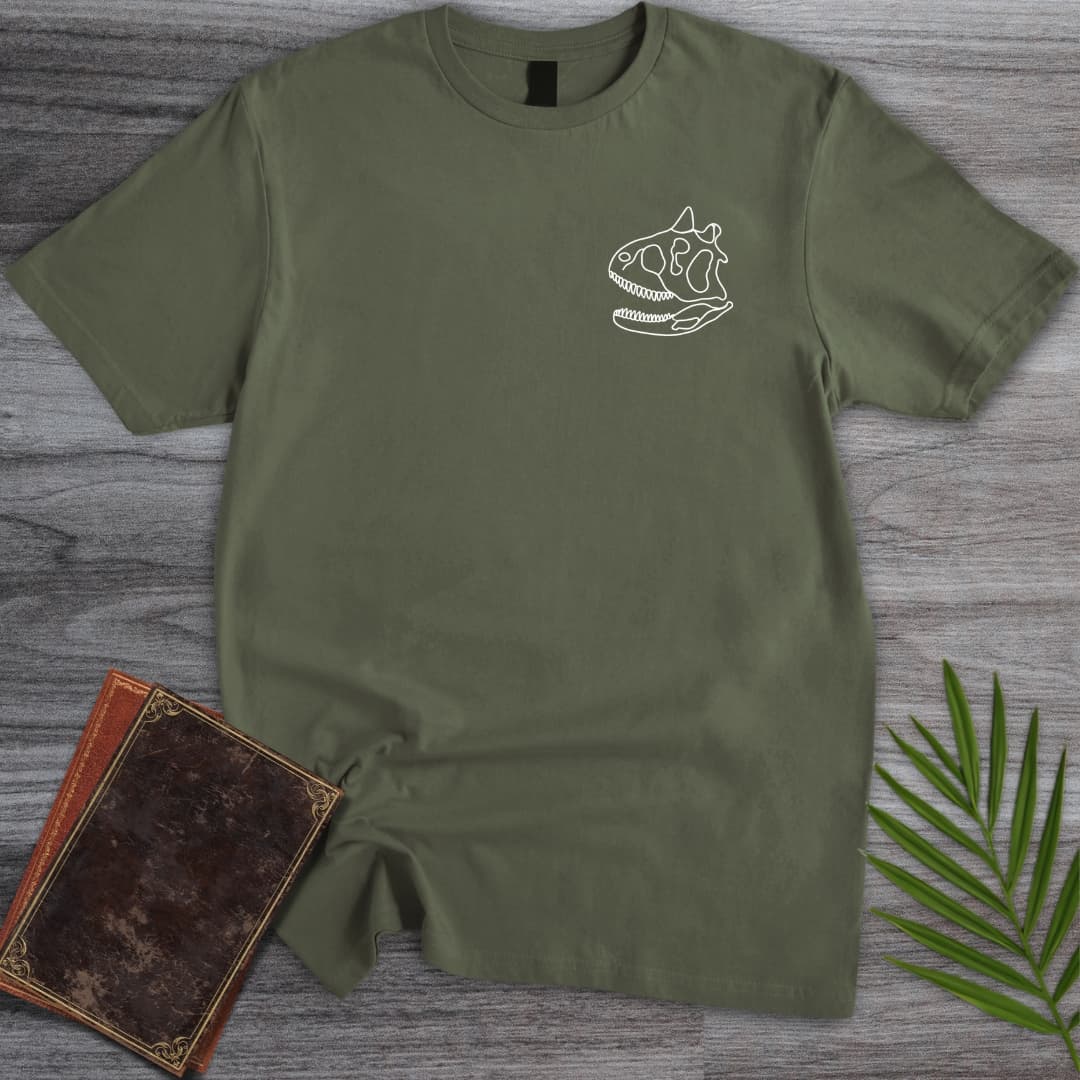 T-Shirt Military Green / S Simple Carnotaurus Line Art T-Shirt