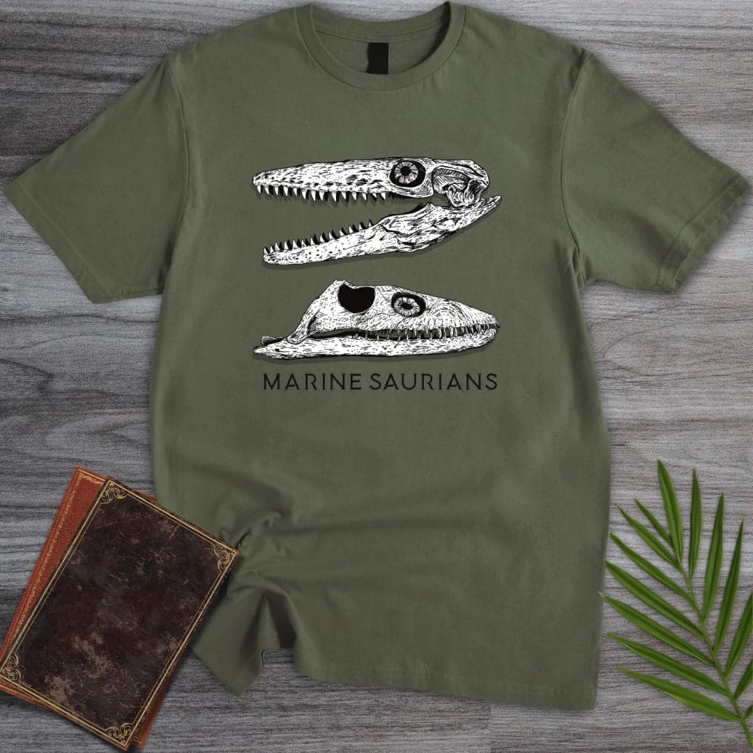 T-Shirt Military Green / S Skulls of Marine Saurians T-Shirt (farkas.art)