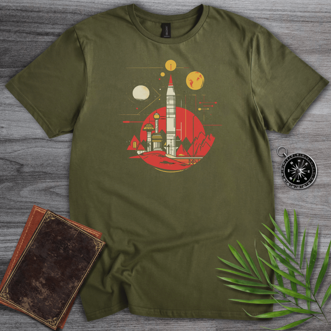 T-Shirt Military Green / S Space Rocket Graphic T-Shirt