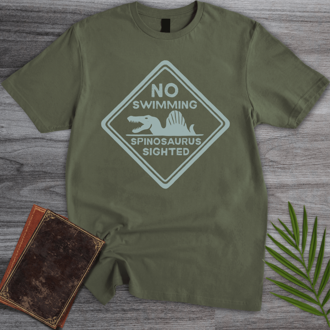 T-Shirt Military Green / S Spinosaurus Swimming Danger T-Shirt