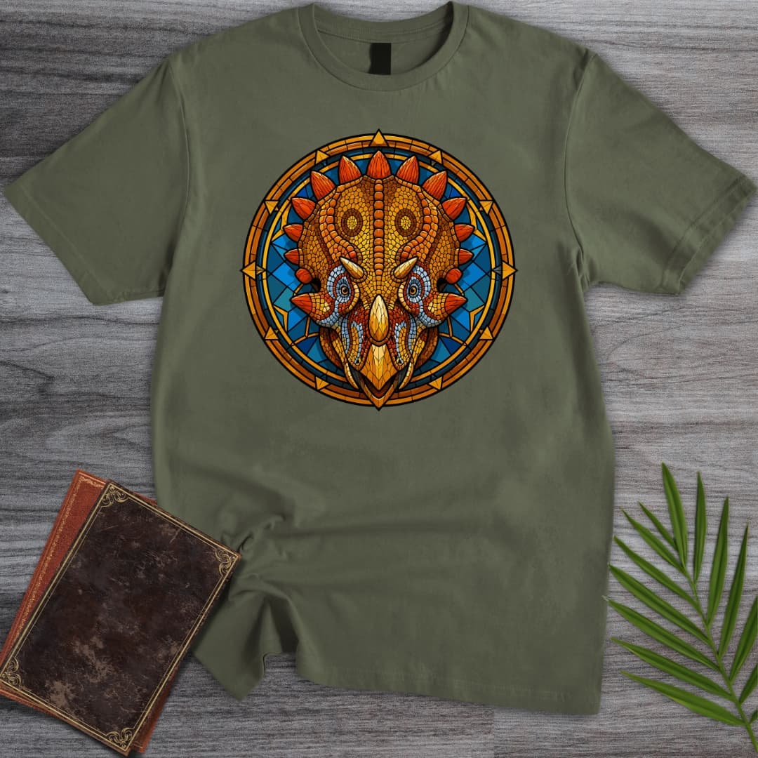 T-Shirt Military Green / S Stained Glass Regaliceratops T-Shirt