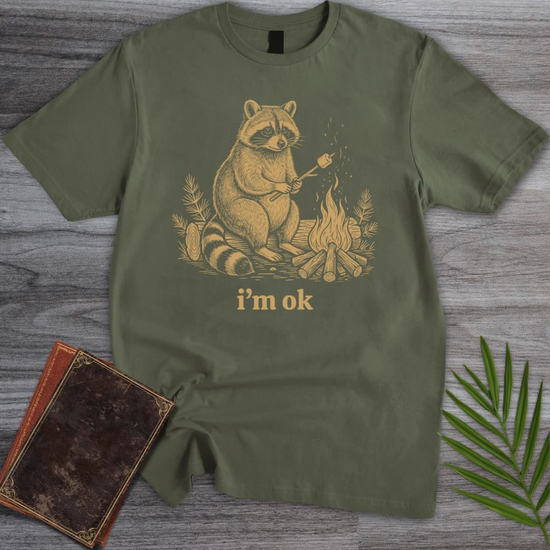 T-Shirt Military Green / S Stay Wild Stay Warm Raccoon T-Shirt
