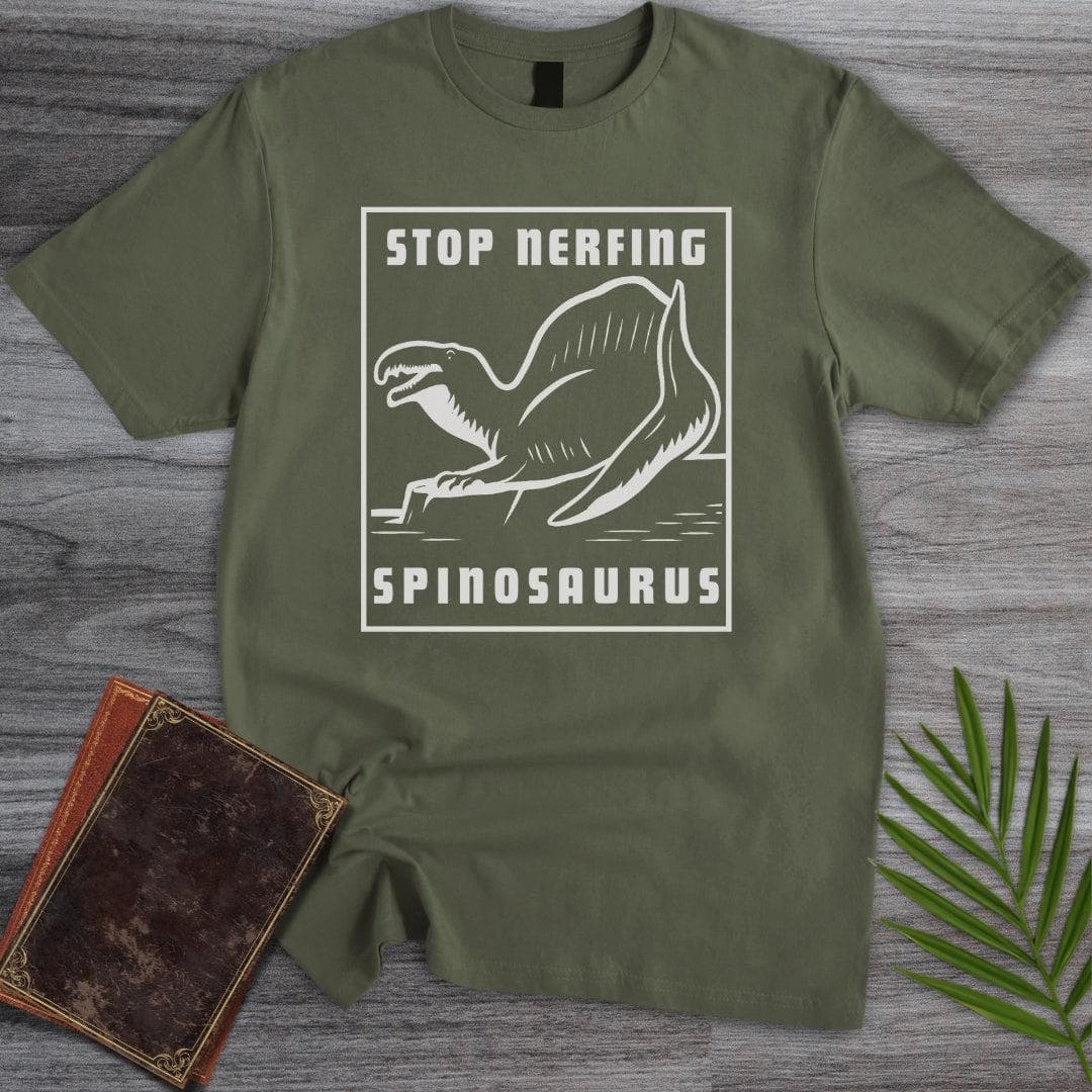 T-Shirt Military Green / S Stop Nerfing Spinosaurus T-Shirt