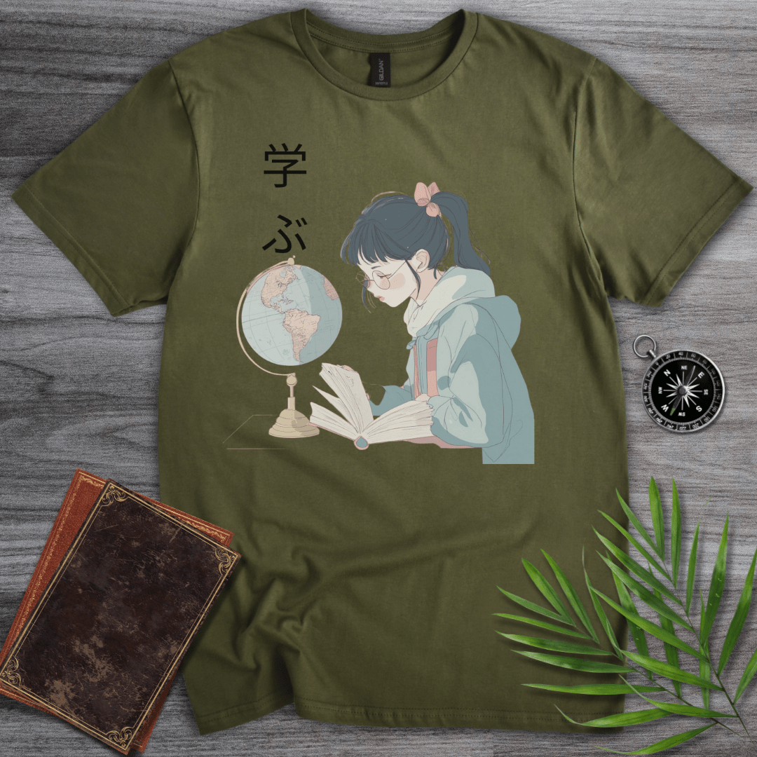 T-Shirt Military Green / S Study Girl Graphic T-Shirt