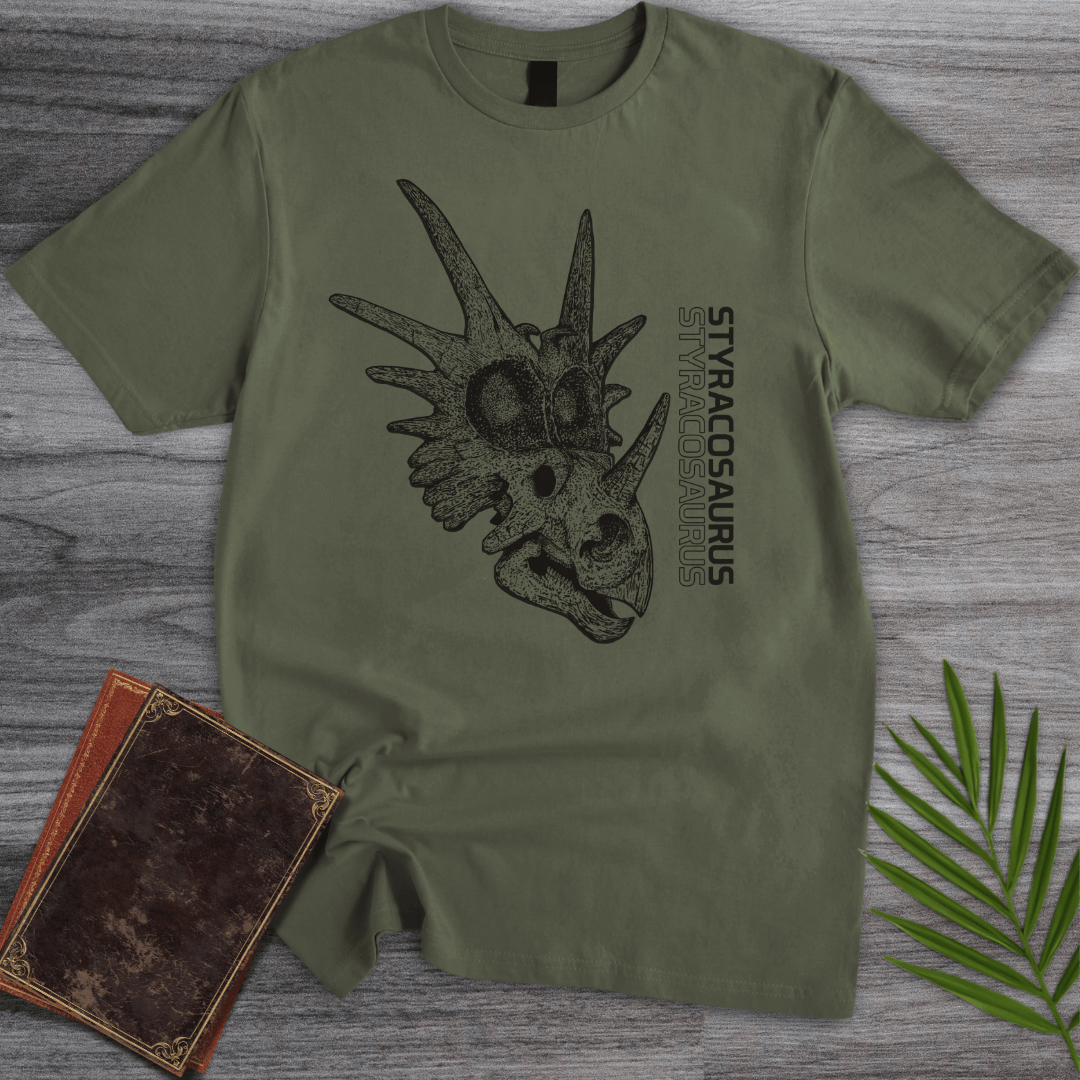 T-Shirt Military Green / S Sty (Styracosaurus) Spiked Lizard T-Shirt (farkas.art)