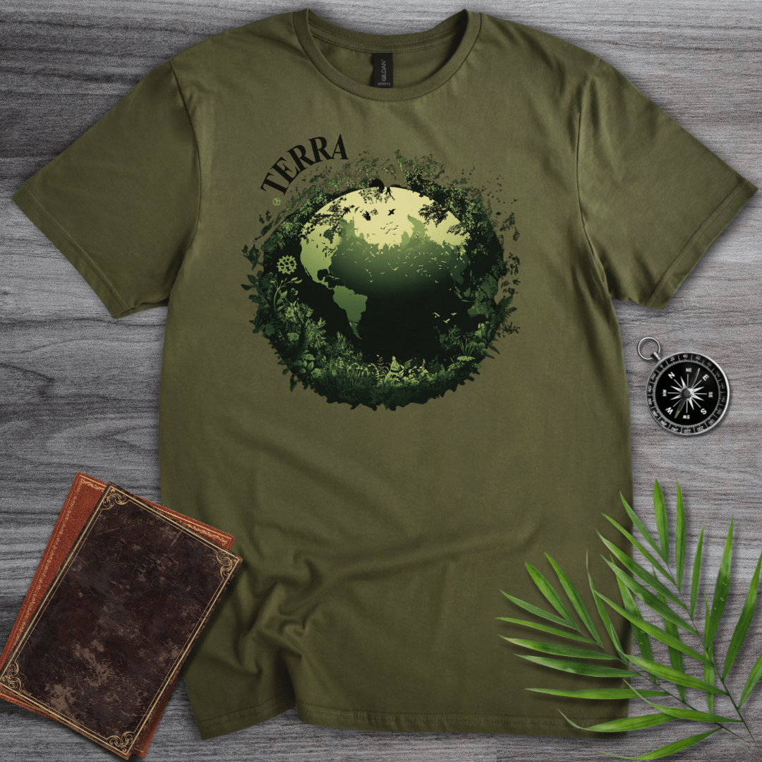 T-Shirt Military Green / S Terra, Green Earth Graphic T-Shirt