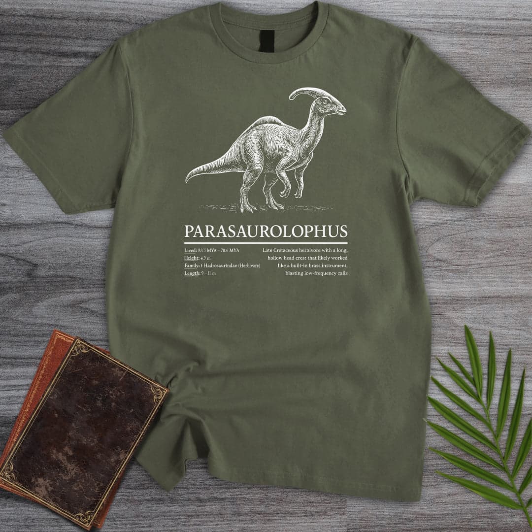 T-Shirt Military Green / S The Duck-Billed Parasaurolophus T-Shirt