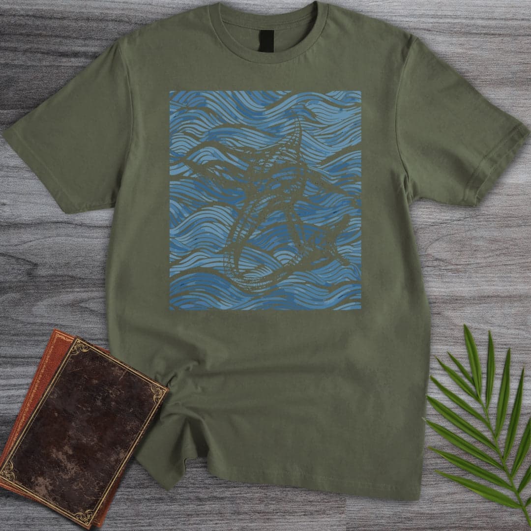 T-Shirt Military Green / S Tides of the Ancient Plesiosaurus T-Shirt (Alex 埃里克斯)