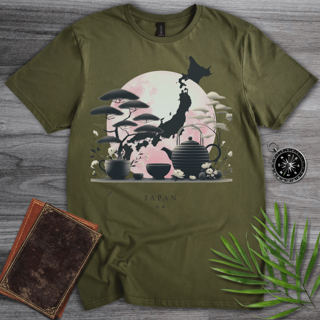 T-Shirt Military Green / S Traditional Japan Graphic Map T-Shirt