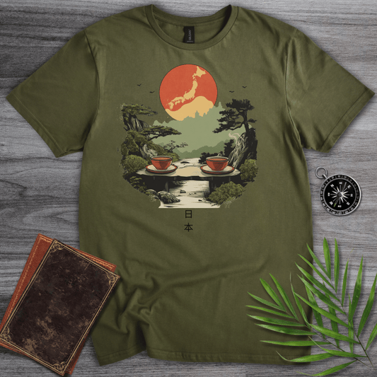 T-Shirt Military Green / S Traditional Japan T-Shirt: 日本 Graphic