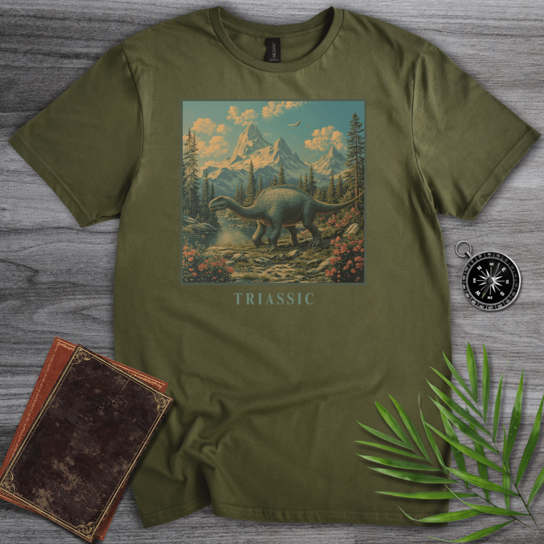 T-Shirt Military Green / S Triassic Period Dinosaur Graphic T-Shirt