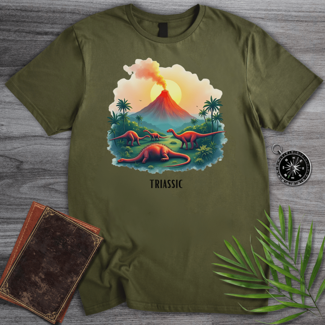 T-Shirt Military Green / S Triassic Volcano Environment Graphic T-Shirt