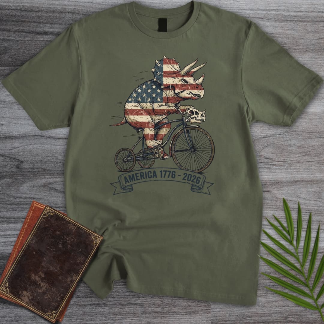 T-Shirt Military Green / S Triceratops Bicycle Americas 250th T-Shirt