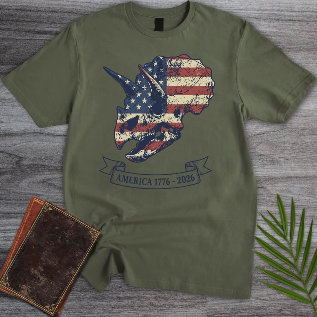 T-Shirt Military Green / S Triceratops Skull Americas 250th T-Shirt