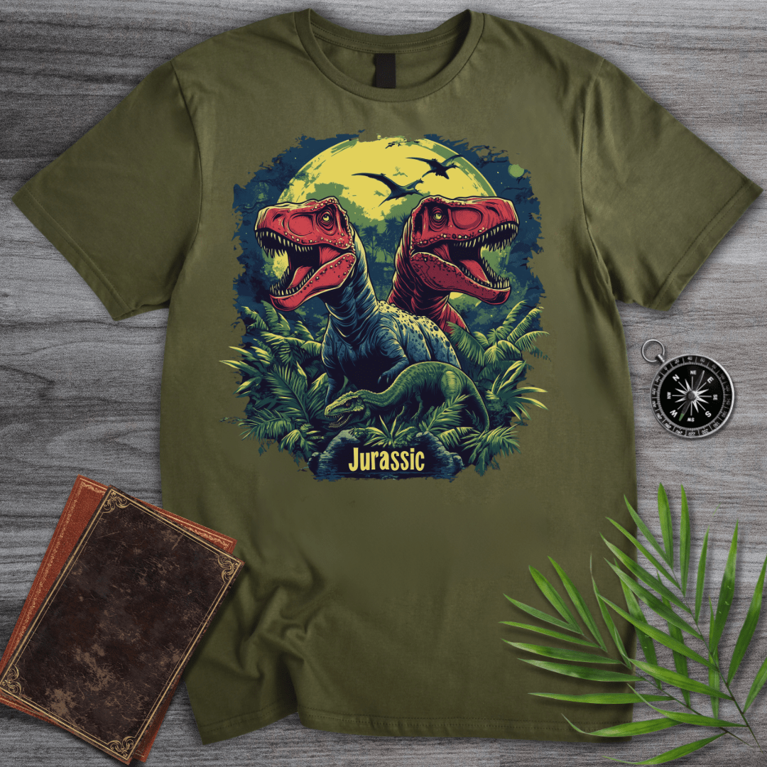 T-Shirt Military Green / S Twin Jurassic Jungle T-REX T-Shirt