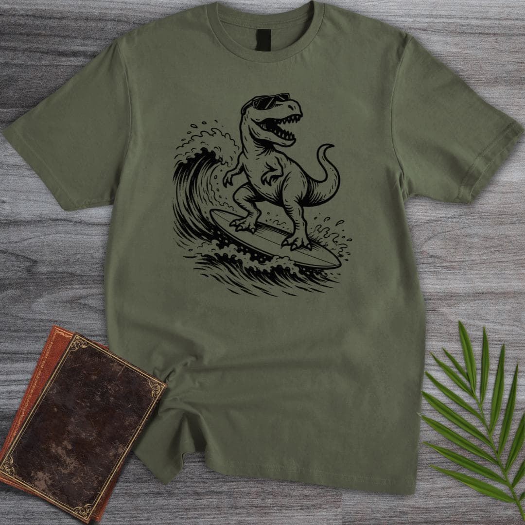 T-Shirt Military Green / S Tyranno Surfin Rex T-Shirt