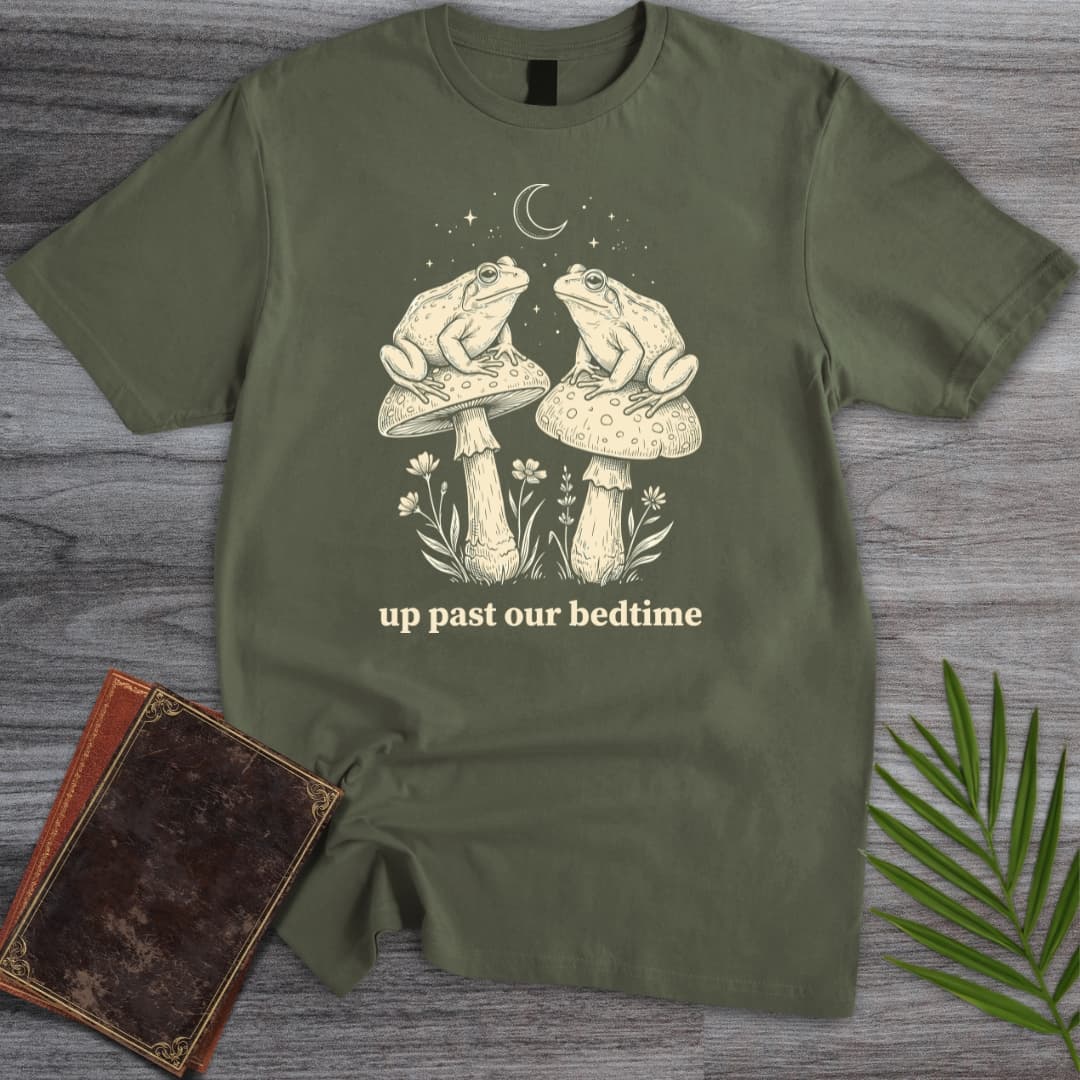T-Shirt Military Green / S Up Past Our Bedtime Frogs T-Shirt