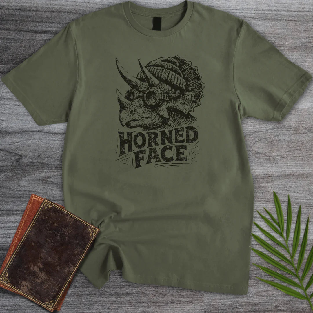 T-Shirt Military Green / S Victorian Horned Face T-Shirt