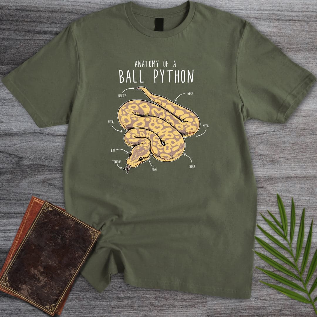 T-Shirt Military Green / S Vintage Banana Ball Python Anatomy T-Shirt