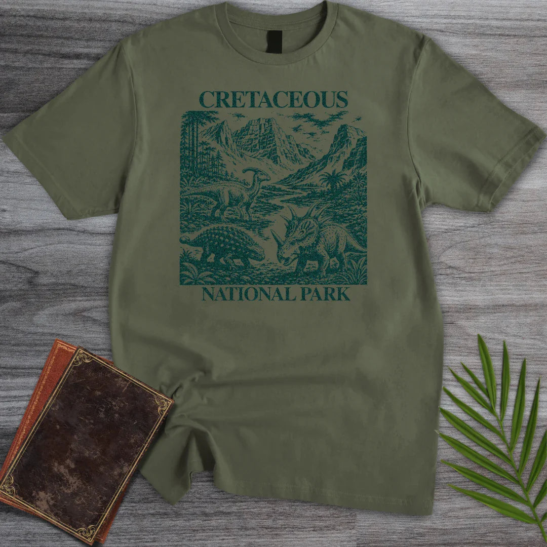 T-Shirt Military Green / S Vintage Cretaceous National Park T-Shirt