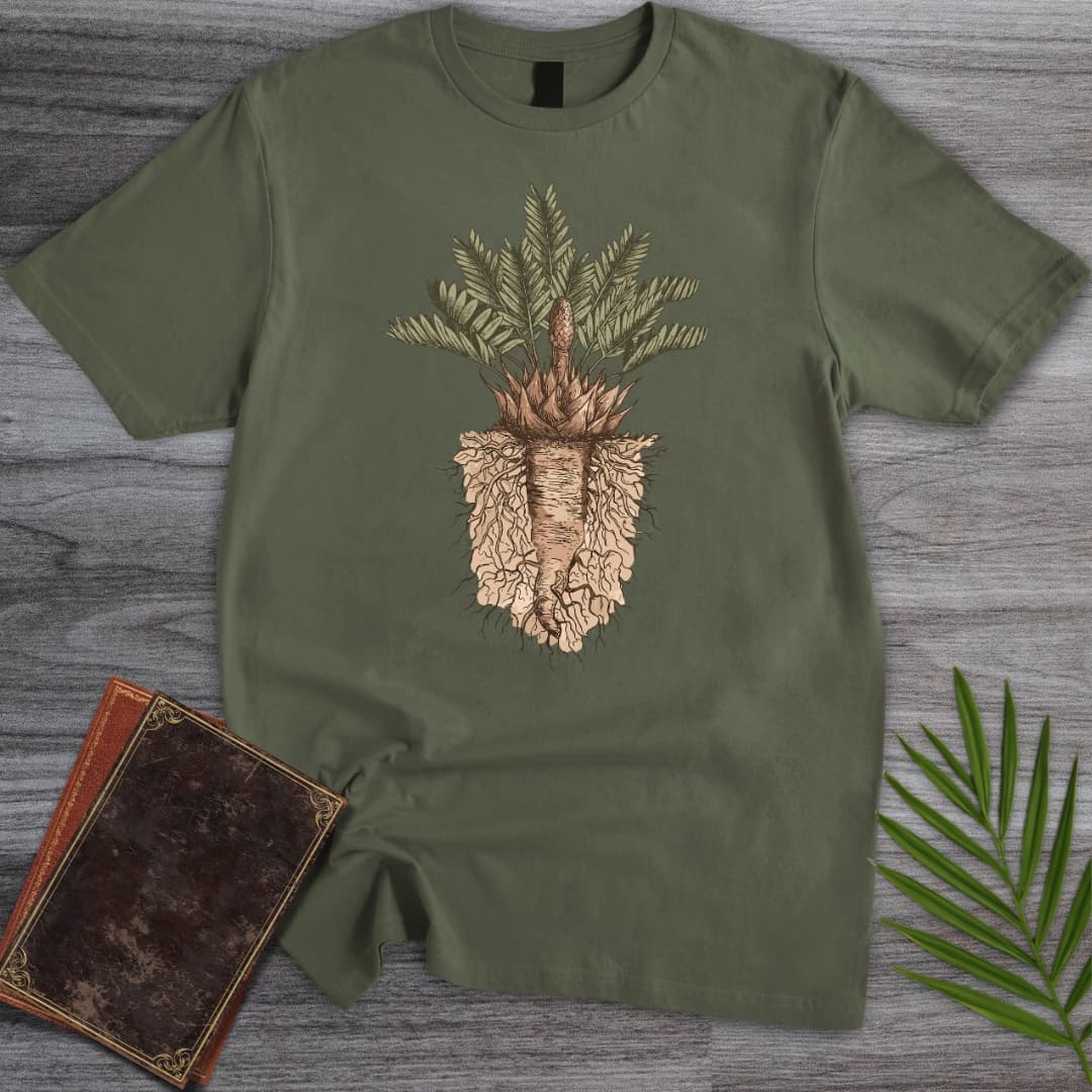 T-Shirt Military Green / S Vintage Cycad Paleobotany T-Shirt