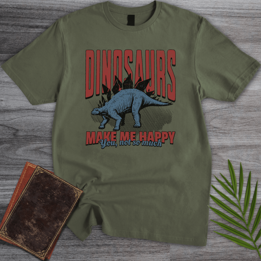 T-Shirt Military Green / S Vintage Dinosaurs Make Me Happy T-Shirt